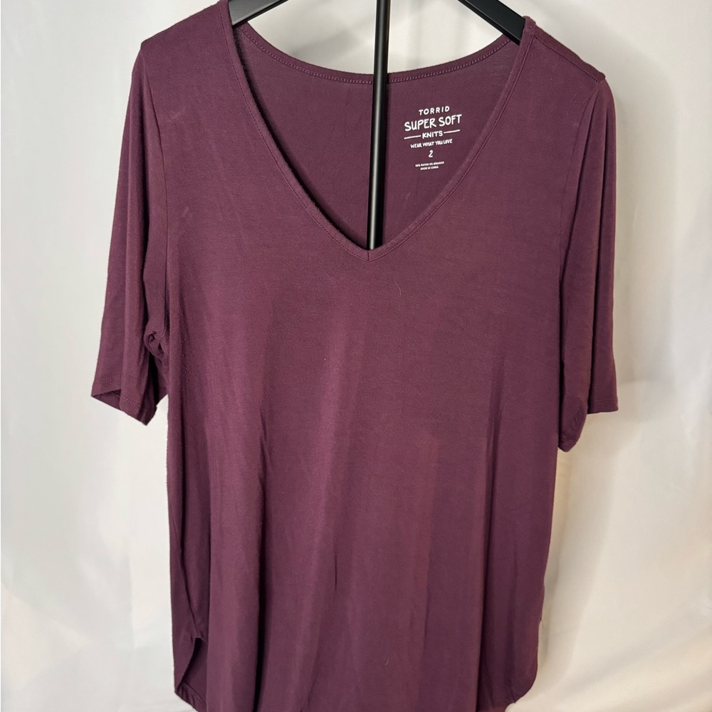 Torrid Women's Purple V-Neck Henley Top